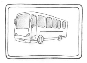 Na ilustracji jest autobus w ramce