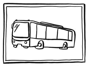 Na ilustracji jest autobus w ramce